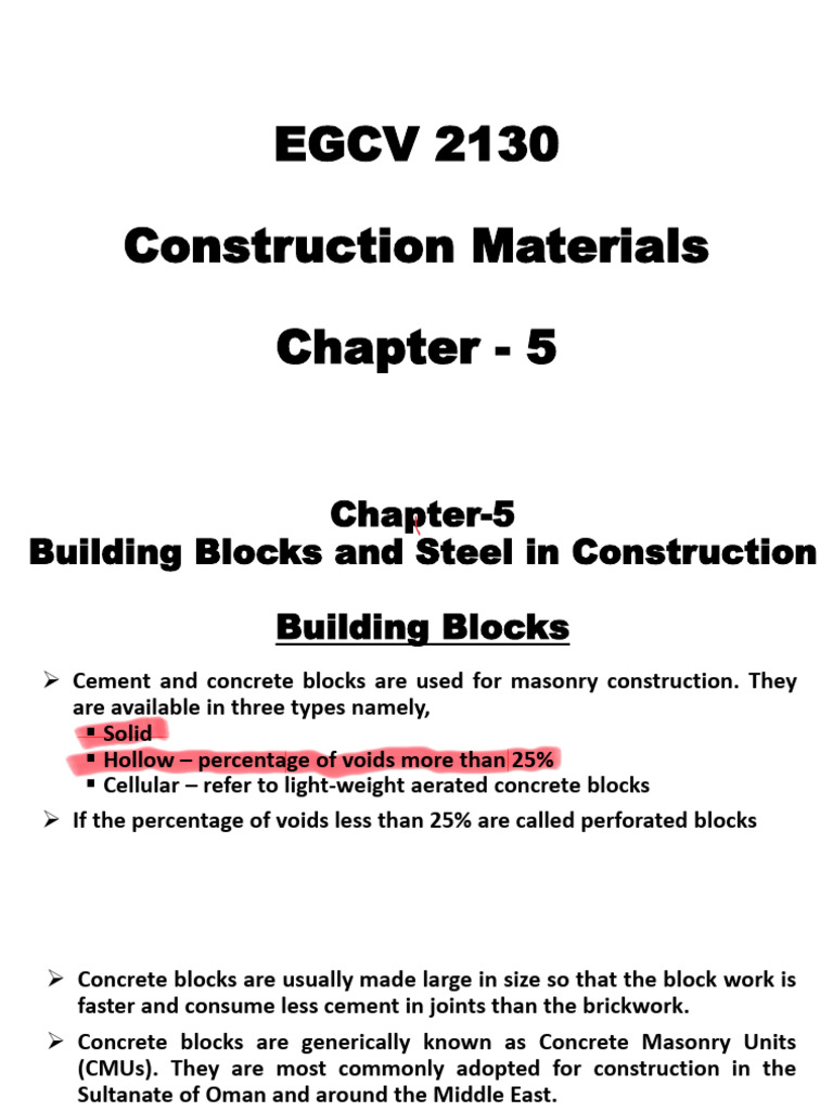 Chapter-5 - Building Blocks and Steel in Construction 3 | PDF | Mortar ...