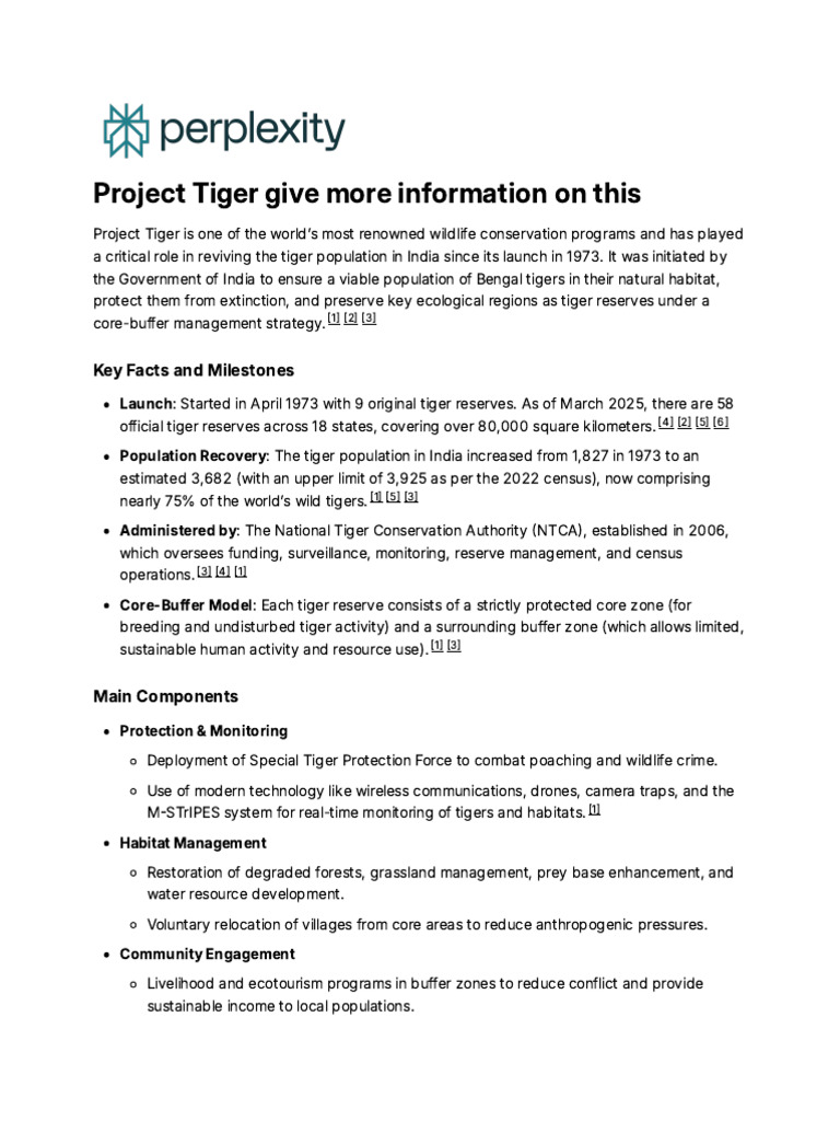 Project Tiger Give More Information on This | PDF | Tiger | Natural ...