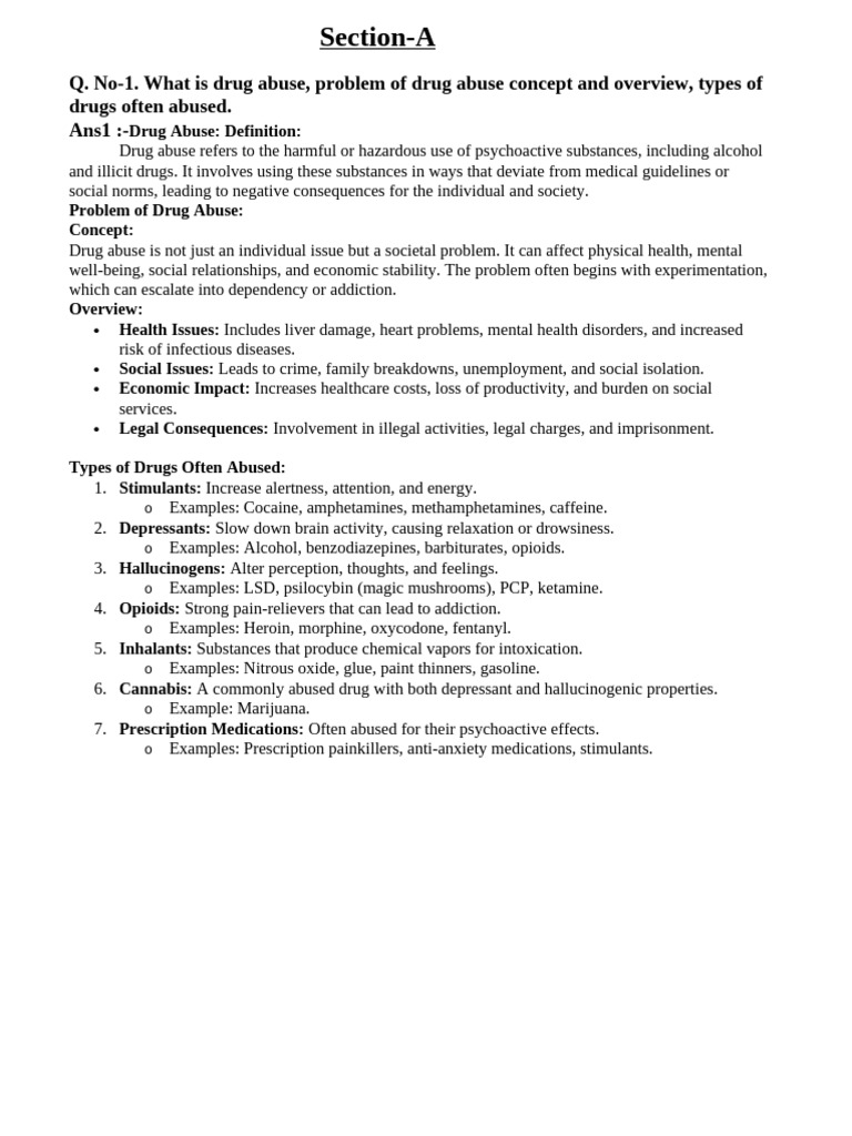 Drug Abuse Notes-1 | PDF | Substance Abuse | Substance Dependence