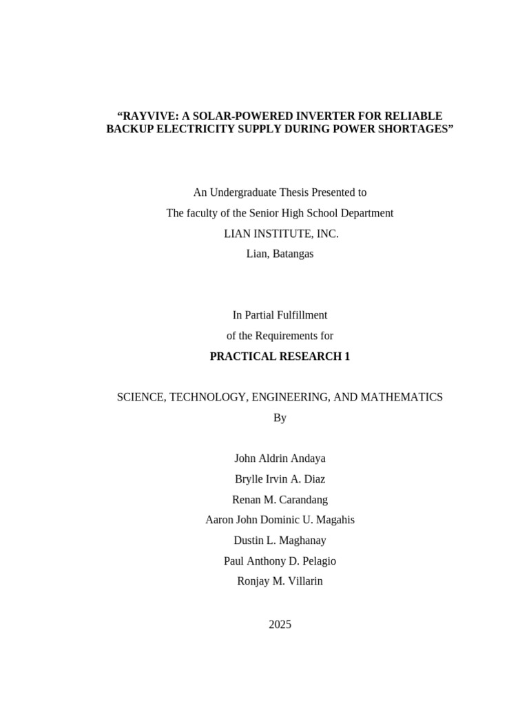 Capstone Manuscript Format | PDF