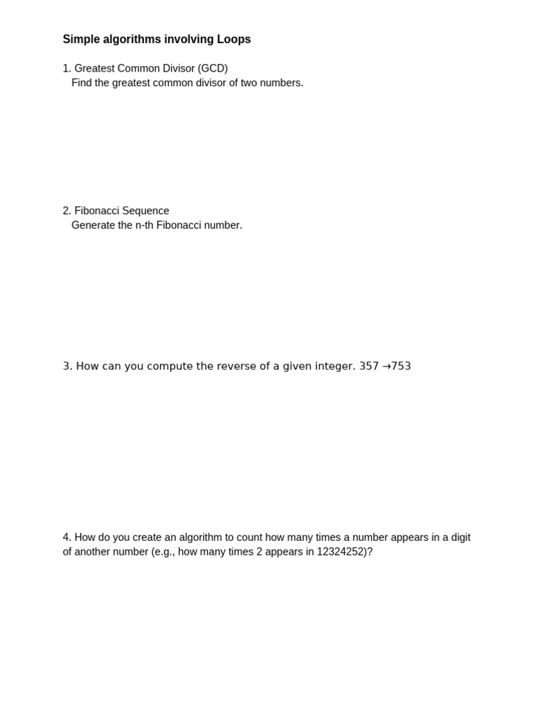 Simple Algorithms Involving Loops | PDF