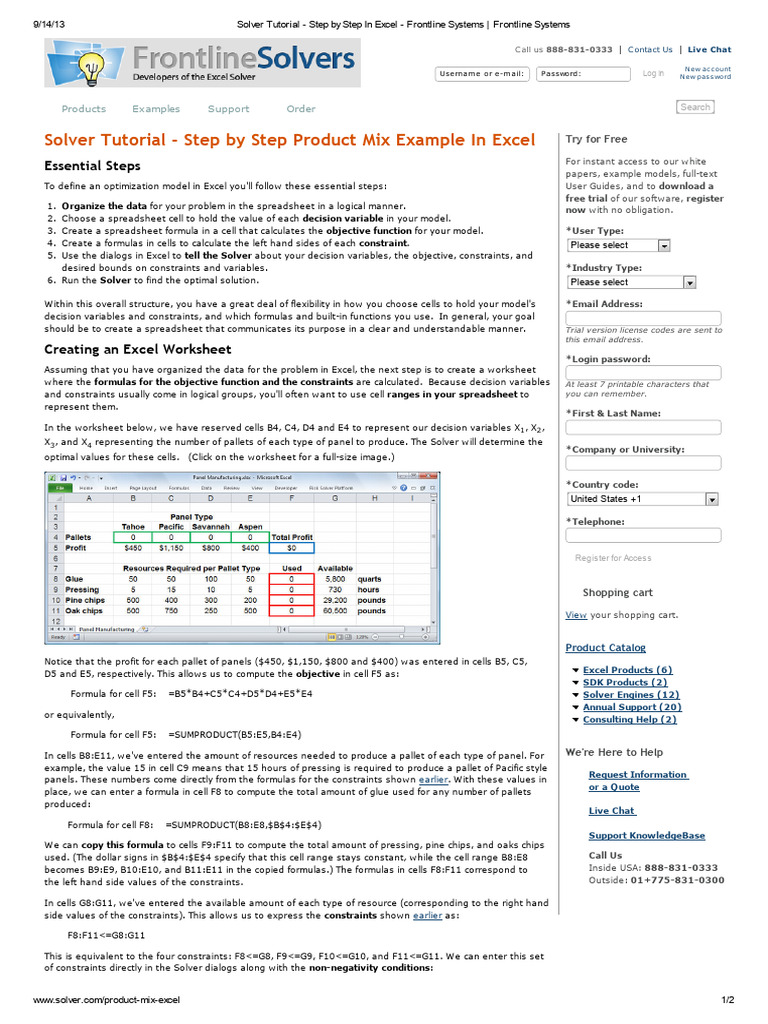 Solver Tutorial - Step by Step in Excel - Merge | PDF | Microsoft Excel ...