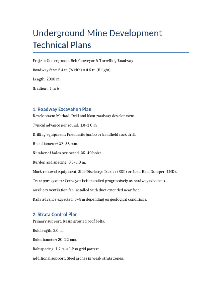 Underground Mine Development Plans | PDF
