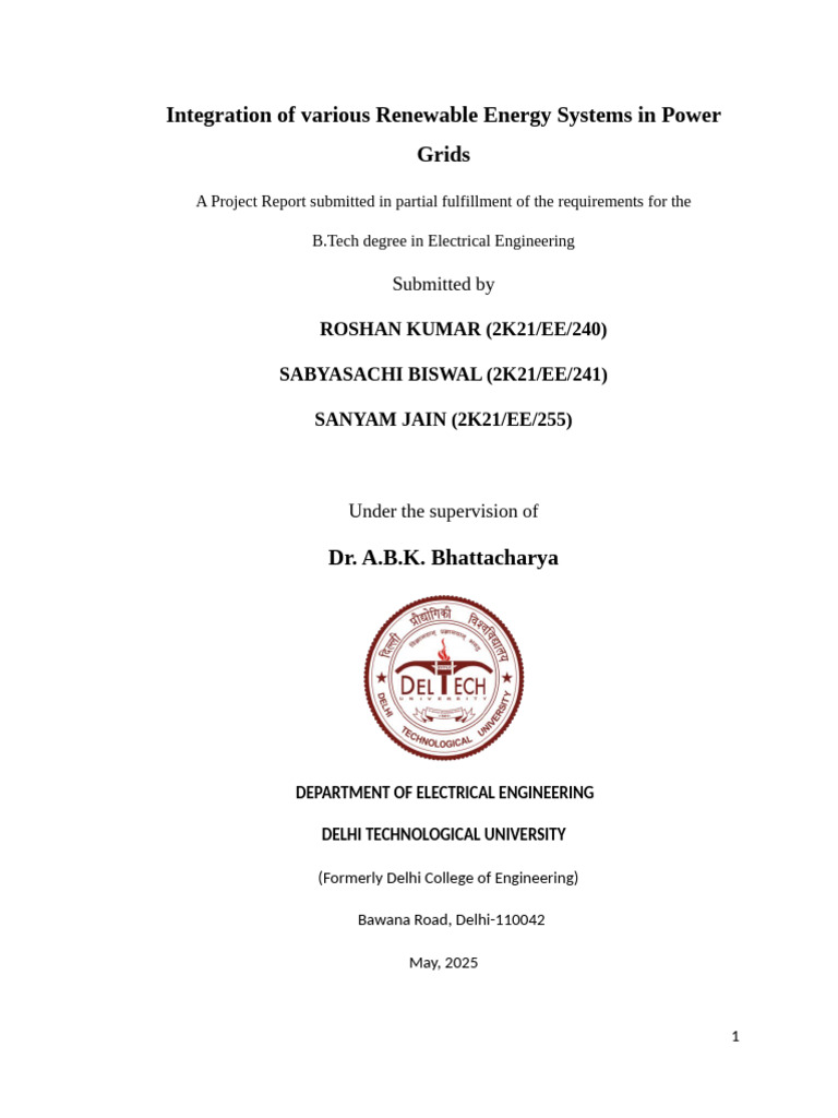 Integration of Various Renewable Energy Systems in Power Grids | PDF ...
