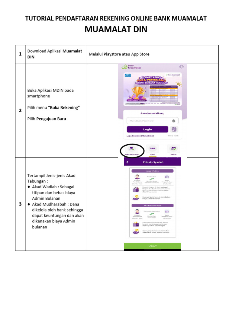 Tutorial Pendaftaran Rekening Online Bank Muamalat KCP Pemalang | PDF