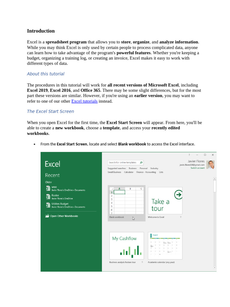 Lesson 01 Getting Started With Excel | PDF | Microsoft Excel ...