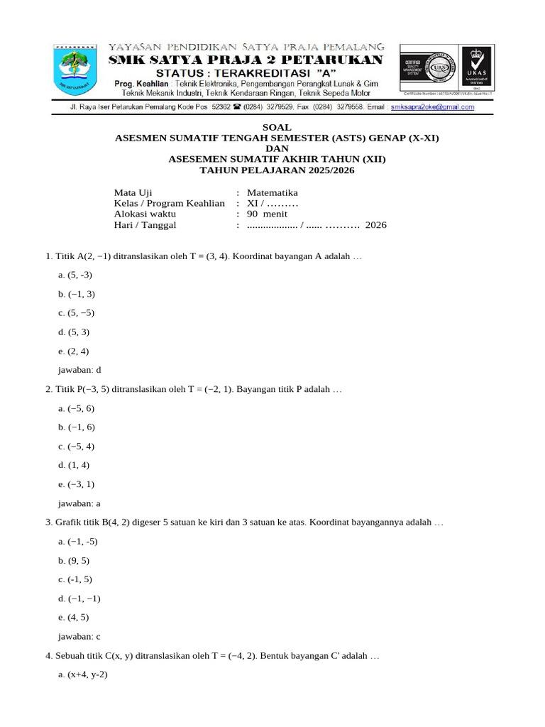2. Format Naskah Dan Kunci Jawaban Soal | PDF