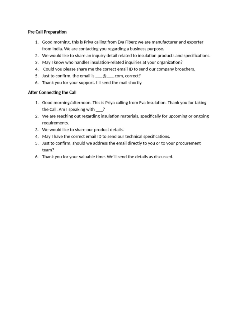 Pre Call Preparation | PDF