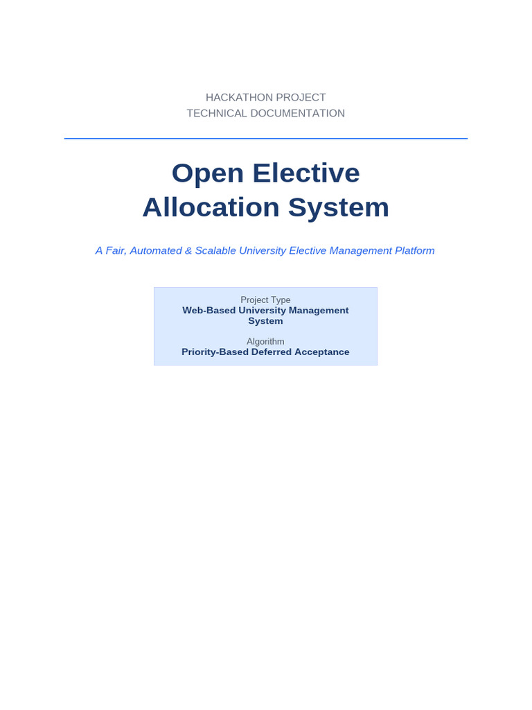 Open Elective Allocation System Documentation With Screenshots | PDF ...