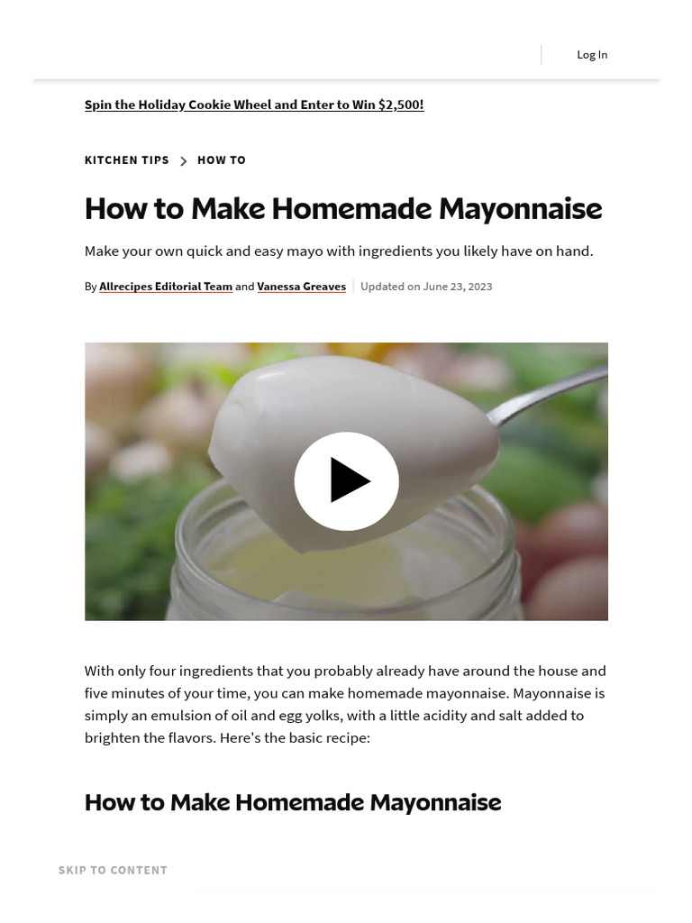 How To Make Mayonnaise | PDF | Mayonnaise | Foods