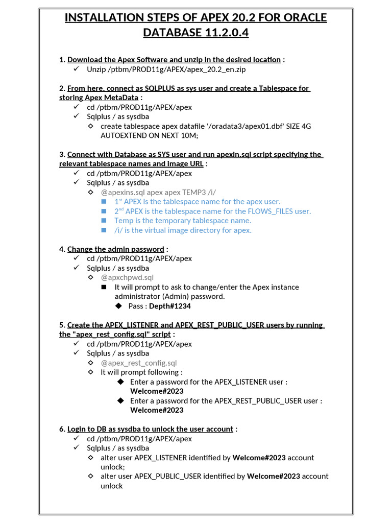 APEX and ORDS Installation (Transasia) | PDF | Databases | Oracle Database