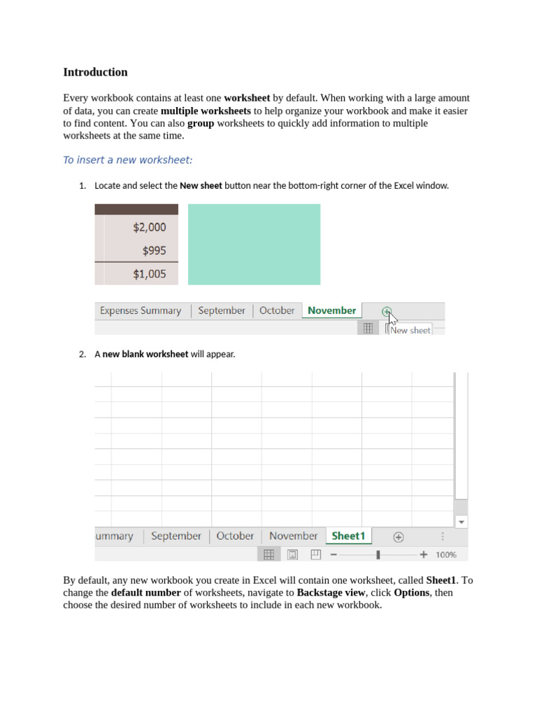 Lesson 09 Working With Multiple Worksheets | PDF