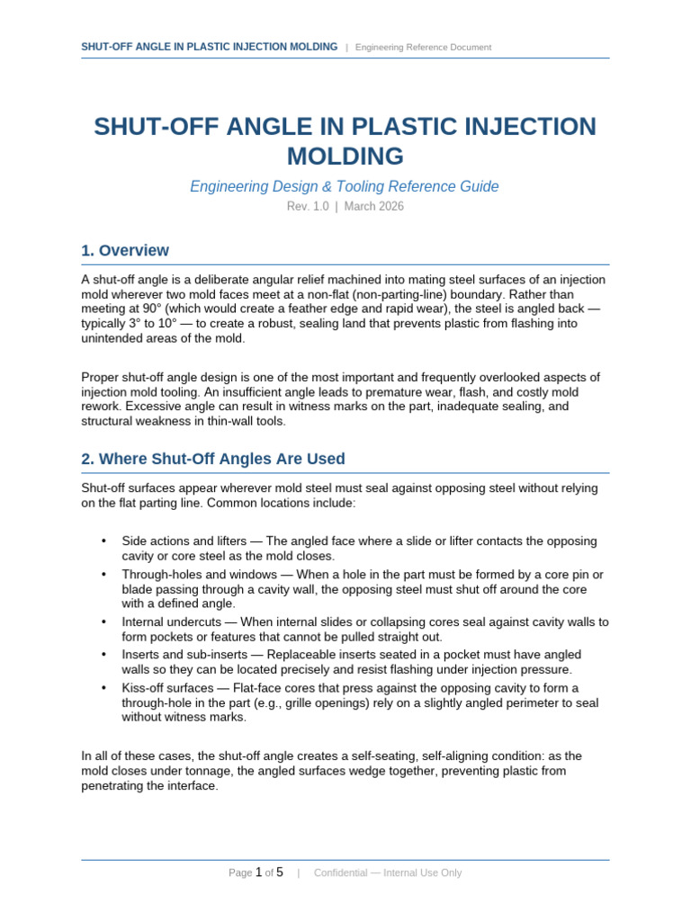 Shut-Off Angle in Plastic Injection Molding | PDF | Engineering ...