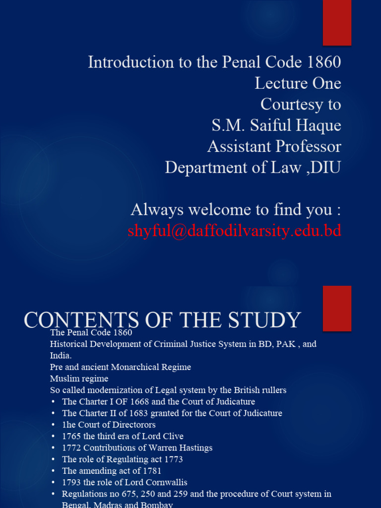 Lecture One On The Concept and Development of Penal Code | PDF