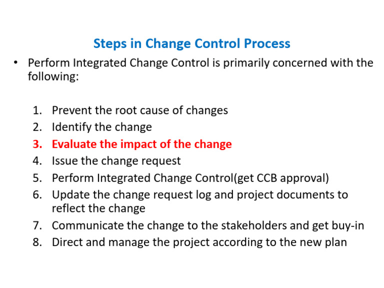 Steps in Change Control Process | PDF