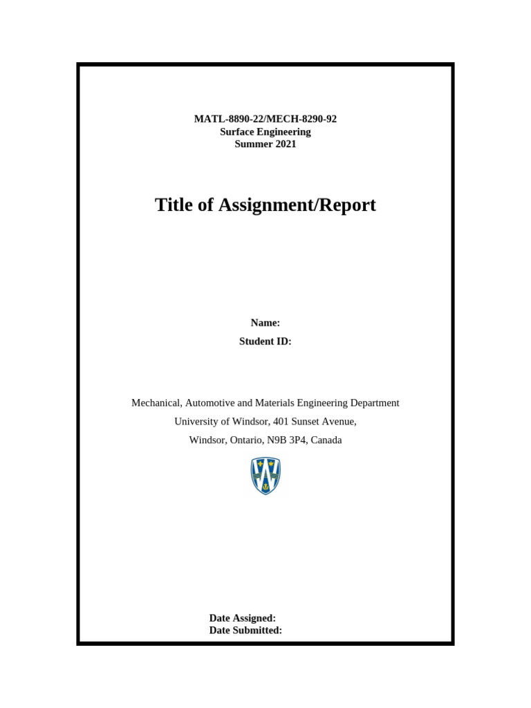 Assignment or Report Template | PDF