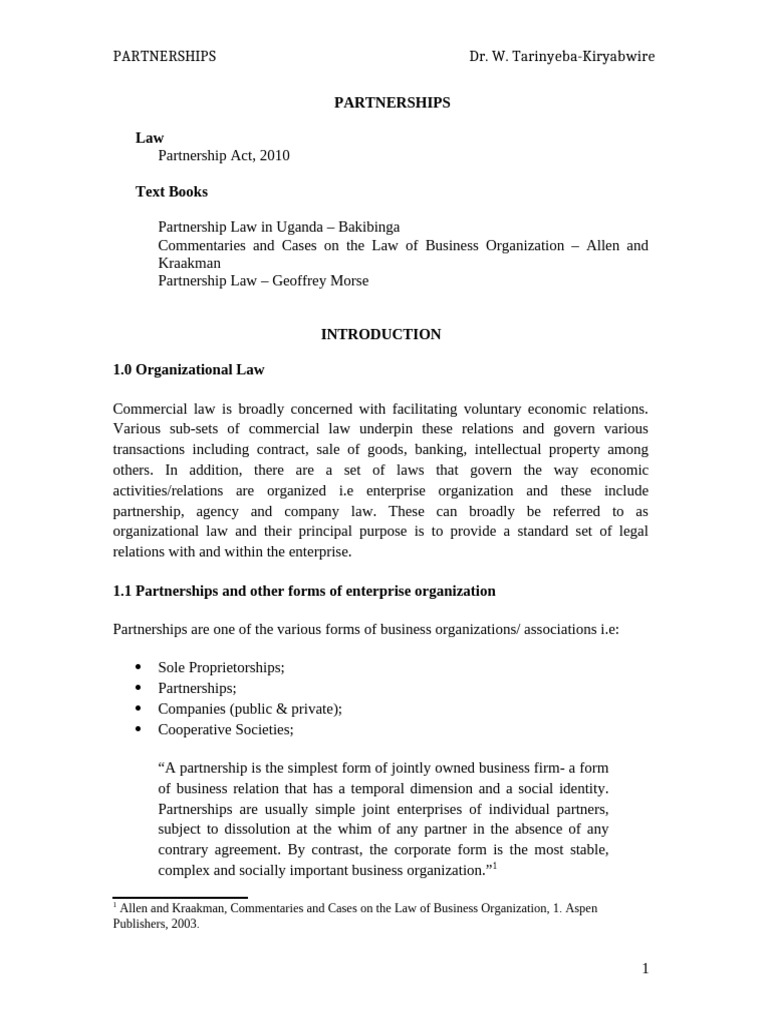 Partnership Notes Class | PDF | Partnership | Concurrent Estate
