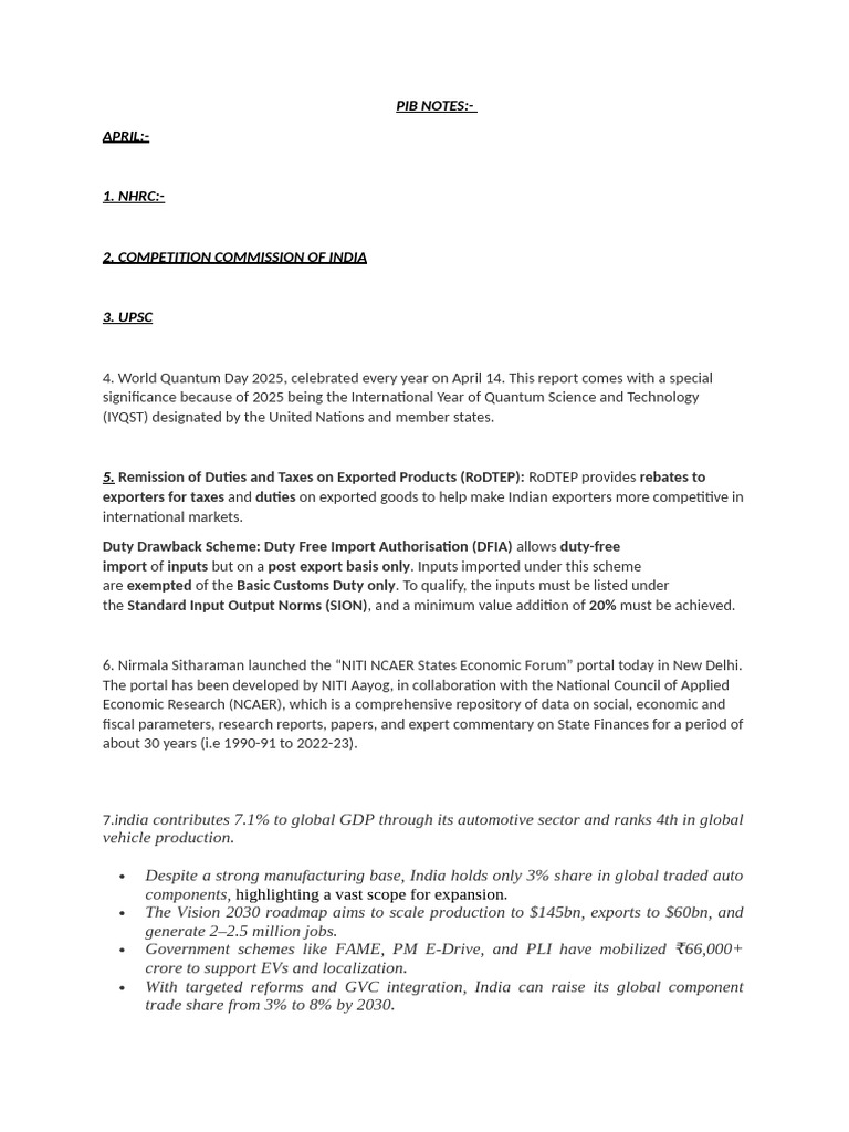Pib Notes | PDF