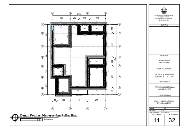 Denah (Pondasi Menerus Dan Rollag Bata Hal 11 Fix | PDF