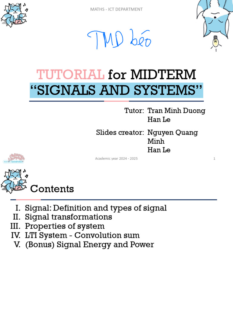 (UPDATED) Notes For Midterm Signals and Systems - Annotated | PDF