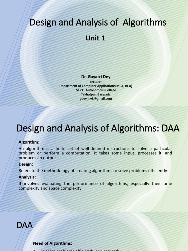 Mca 2nd Sem Daa Unit 1 | PDF