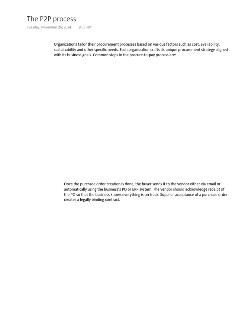 The P2P Process (As PDF | PDF | Procurement | Invoice