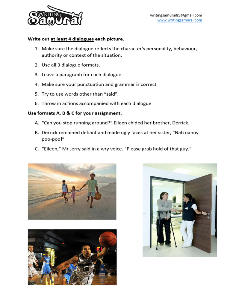 Assignment 6 Dialogue Write Out at Least 4 Dialogues Each Picture | PDF