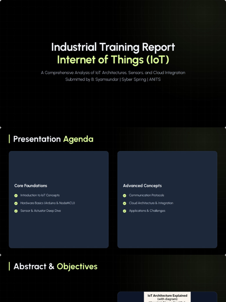 Industrial Training Report - IoT Expanded | PDF