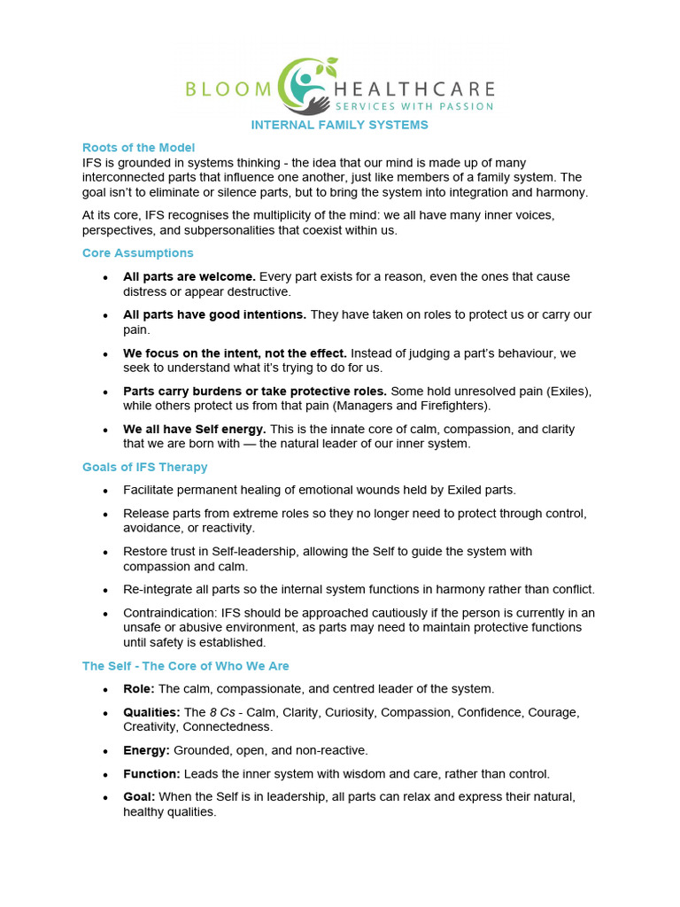 Internal Family Systems Summary Notes | PDF | Compassion | Psychology