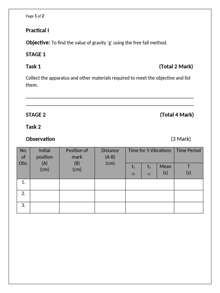Practical Phy Class IX PaperA | PDF