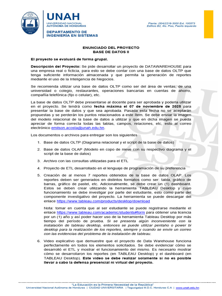 Descripción Del Proyecto - III Unidad | PDF | Bases de datos | Almacén ...