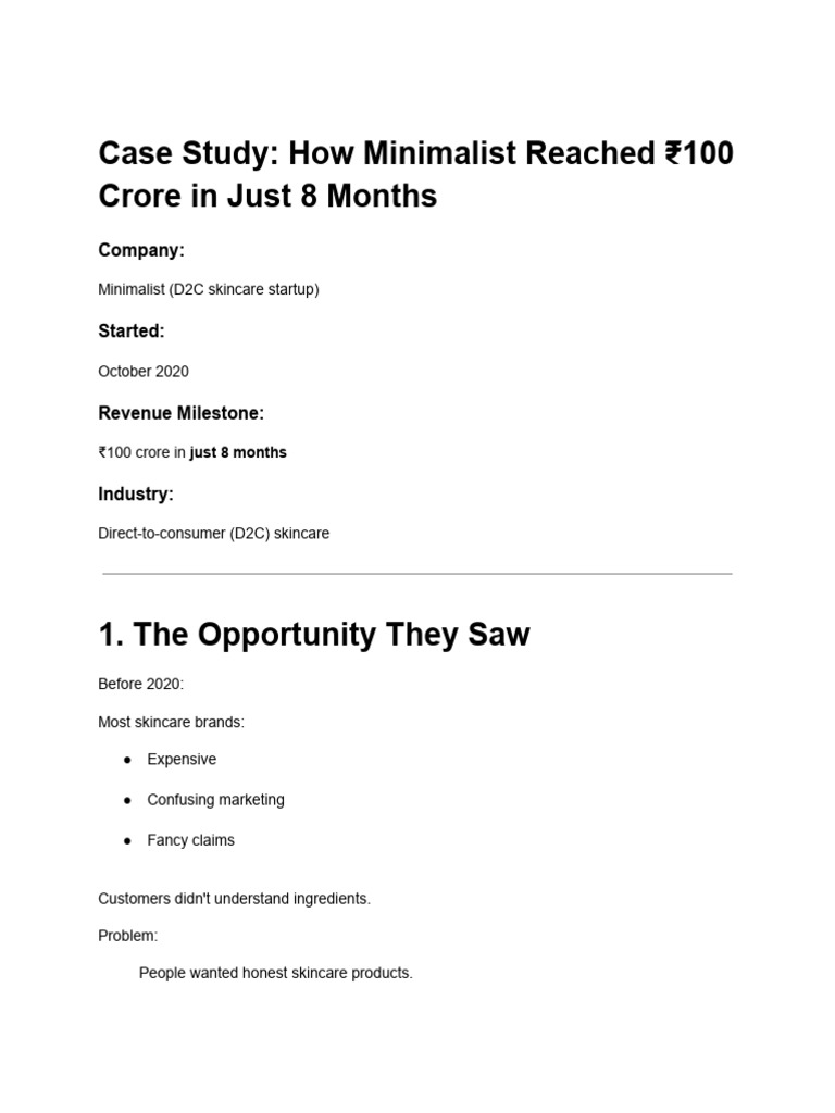 Minimalist Case Study | PDF | Retail | Business Economics