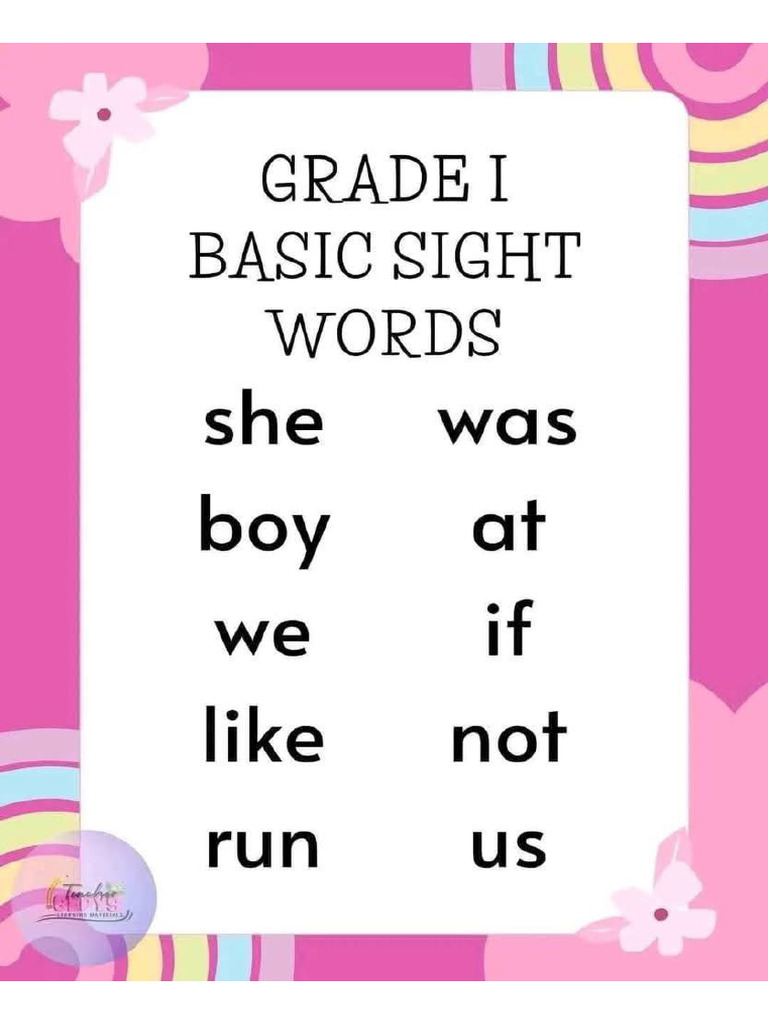 Grade 1 Sight Words | PDF