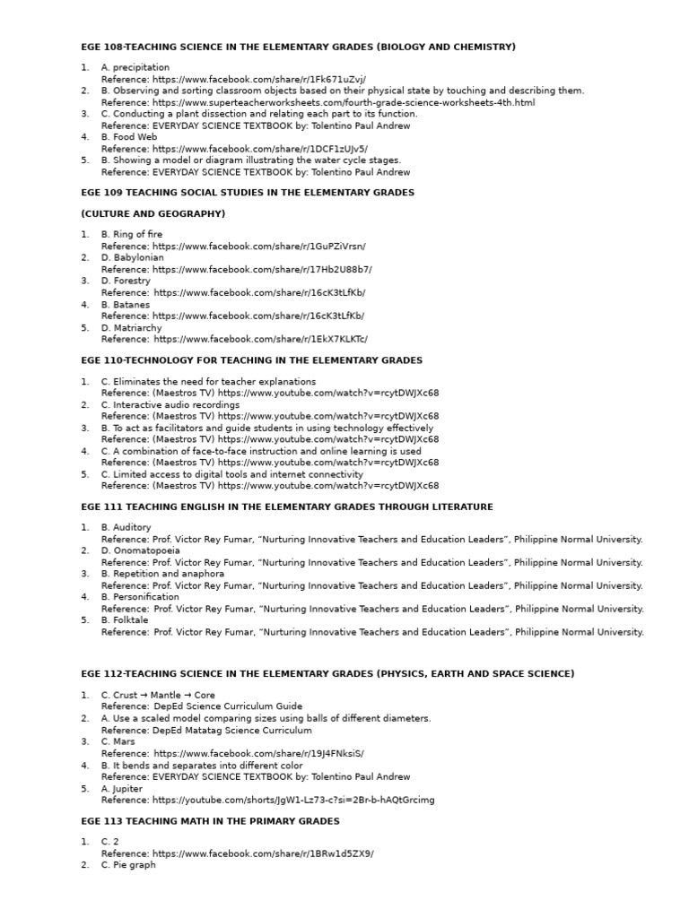 Key Answers and References | PDF