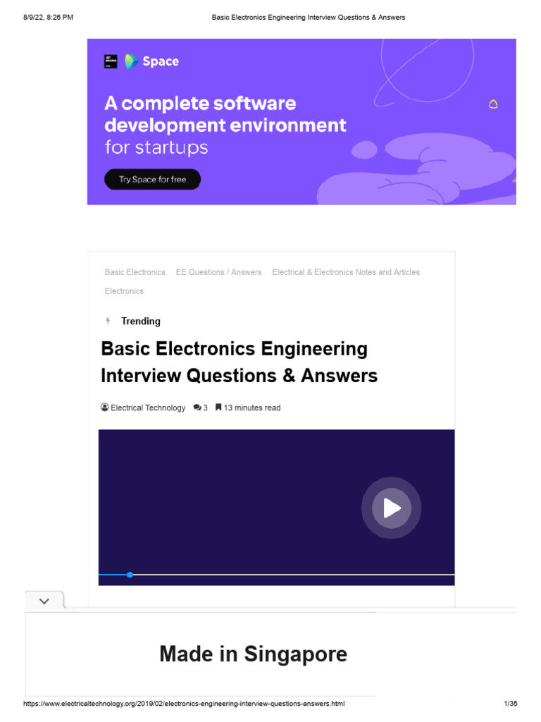 Basic Electronics Engineering Interview Questions & Answers | PDF ...