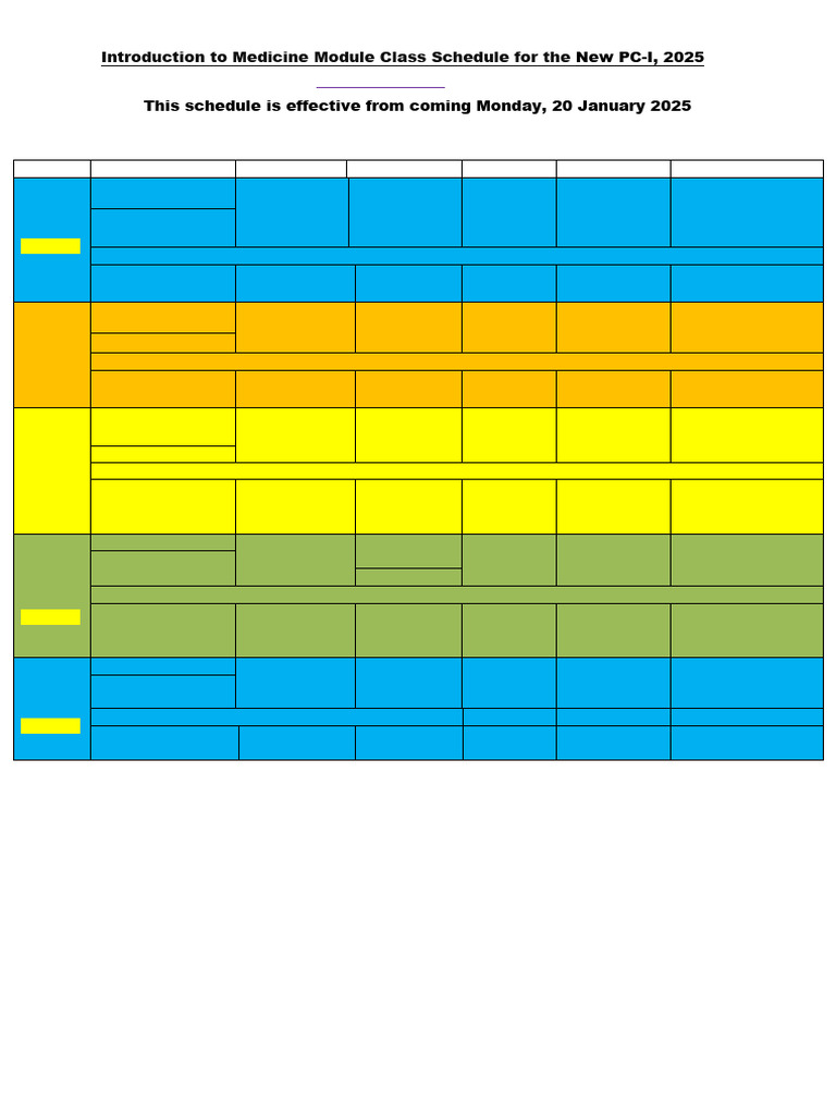 10 Weeks Class Schedule For Introduction To Medicine | PDF | Pathology ...