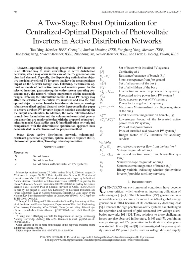A Two-Stage Robust Optimization For Centralized-Optimal Dispatch of ...