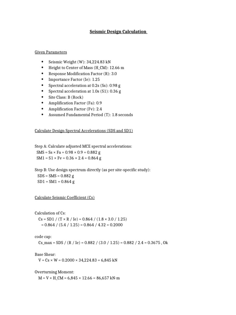 Seismic Calculation | PDF