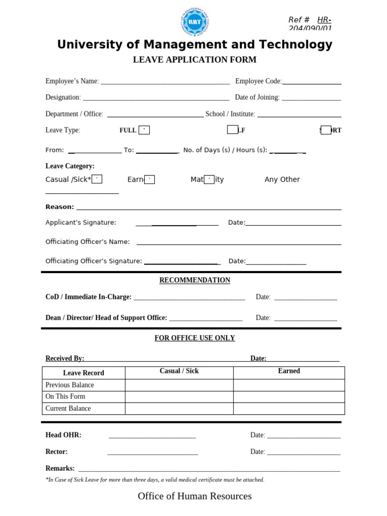 Leave Application | PDF