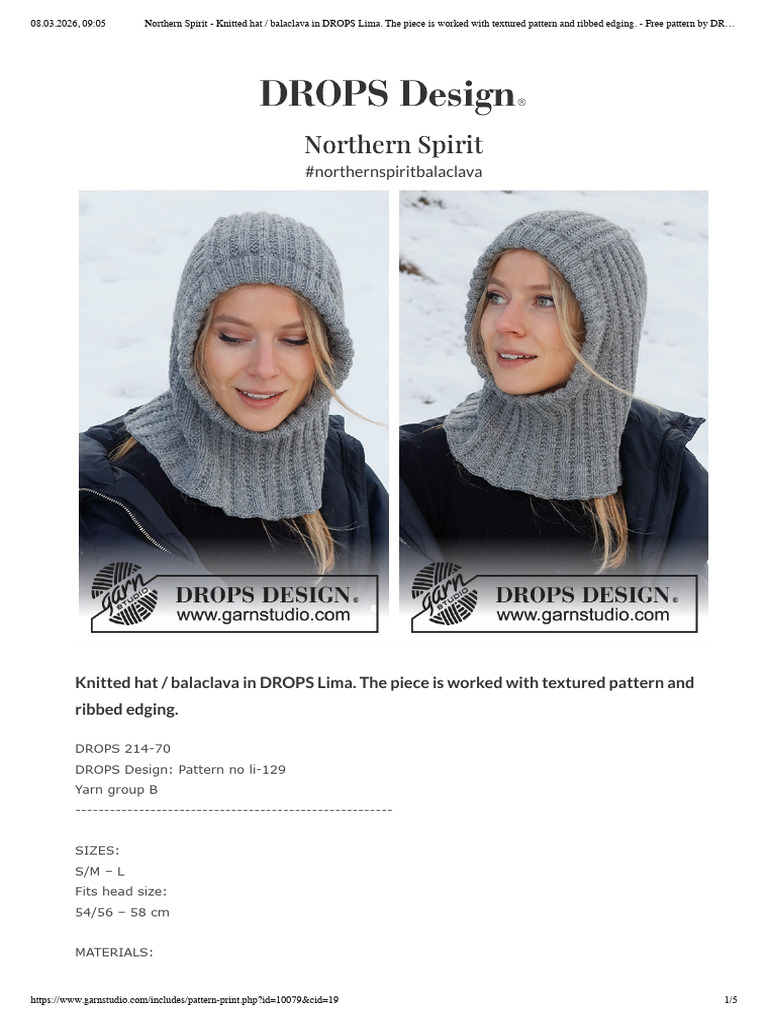 Northern Spirit - Knitted Hat - Balaclava in DROPS Lima. The Piece Is ...