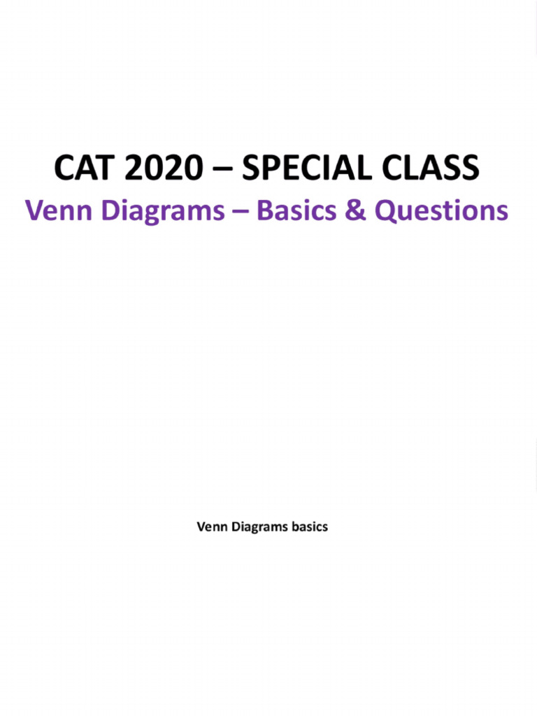 Venn Diagrams Basics Questions for CAT 2020 Part II With Anno | PDF