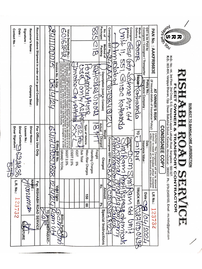 Lr Copy Gsp Kathwada to Dcm Shiram Ltd Jaipur | PDF