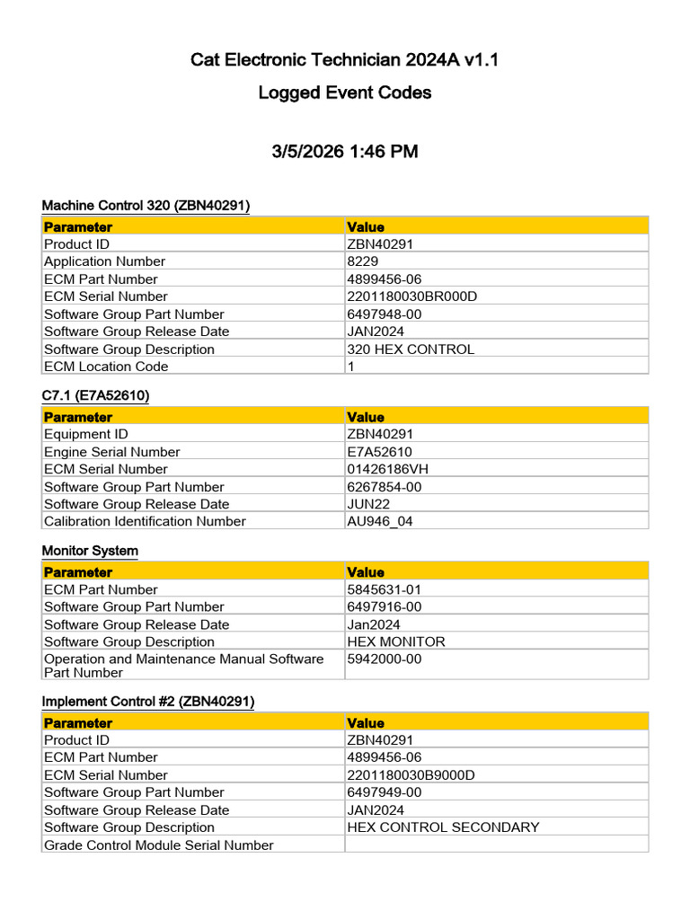 E7A52610 - Logged Event Codes - 2026-03-05 - 13.45.56 | PDF | Software ...