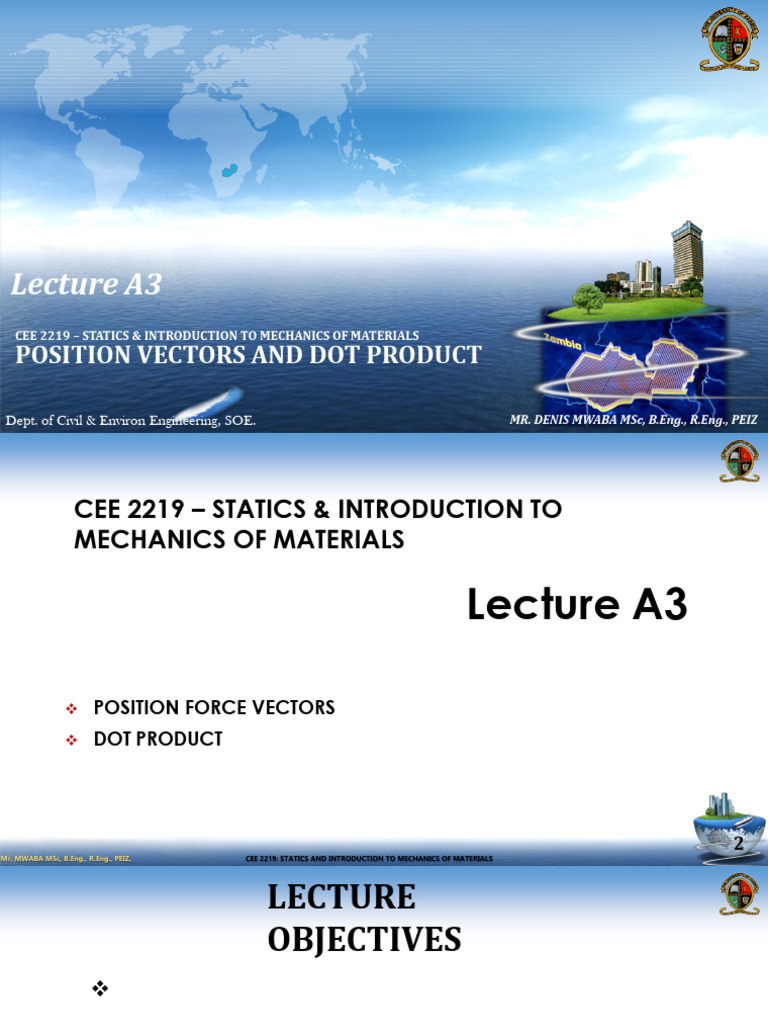Lecture A3 - Dot Product Position Force Vector | PDF | Euclidean Vector ...