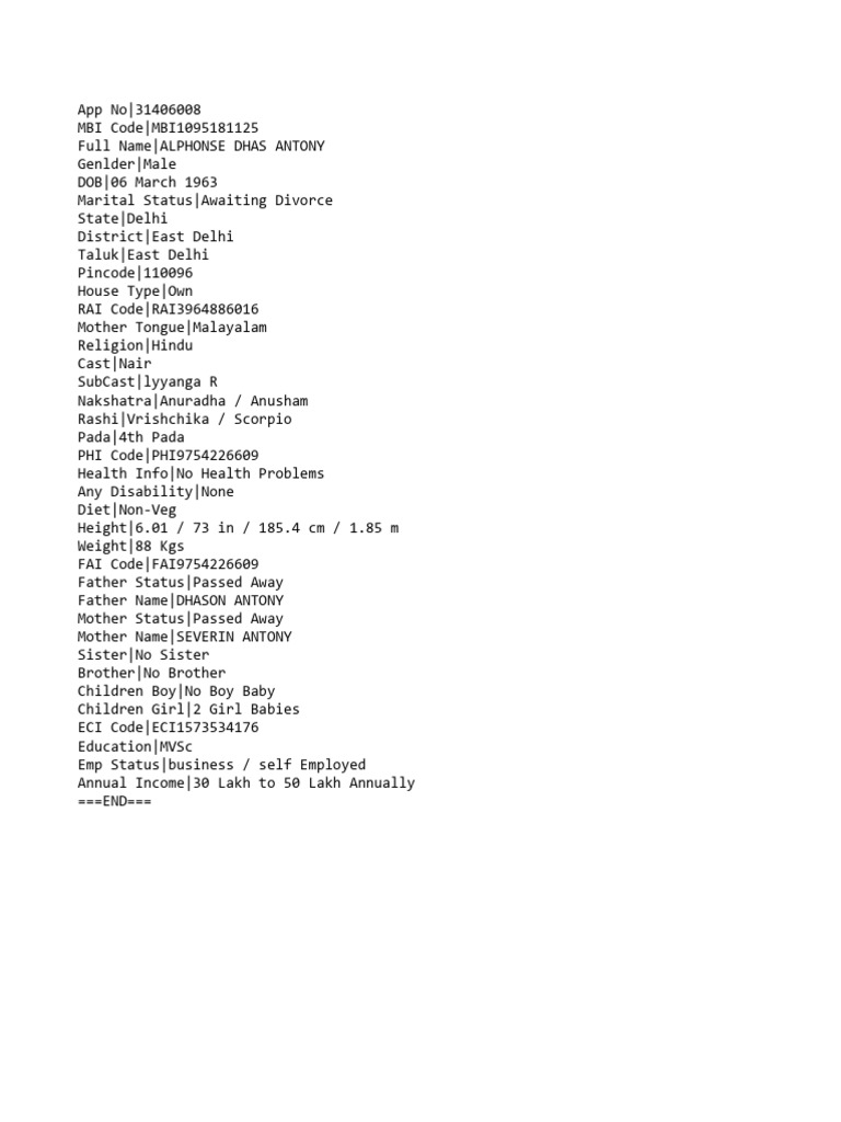 List For Bio Data | PDF