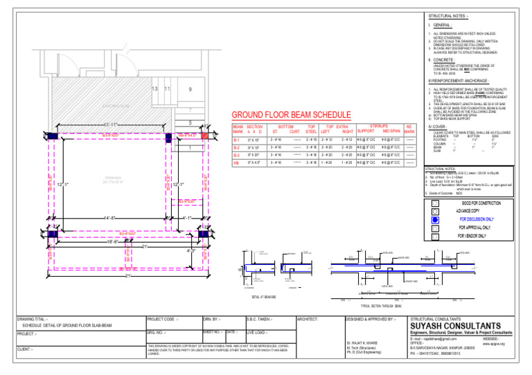 Avijit Ji Revised Ground Floor Slab Beam Details | PDF | Beam ...