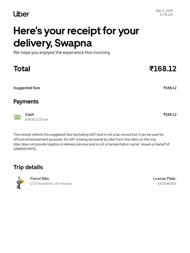 Uber Invoice | PDF