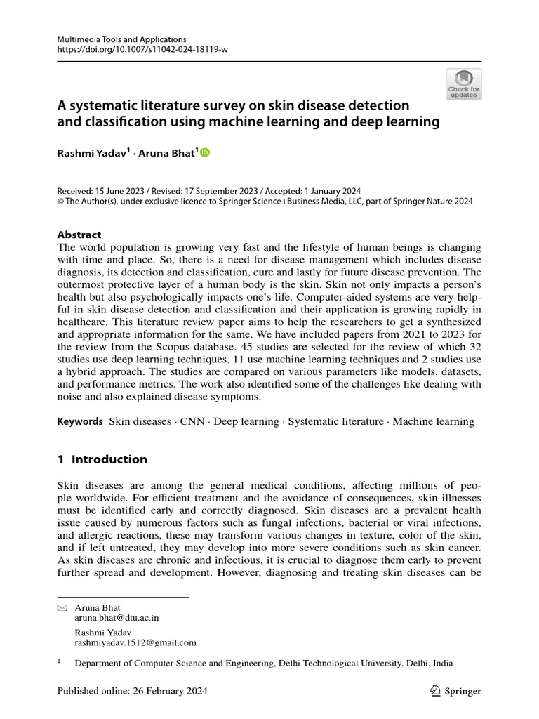 A Systematic Literature Survey On Skin Disease Detection and ...