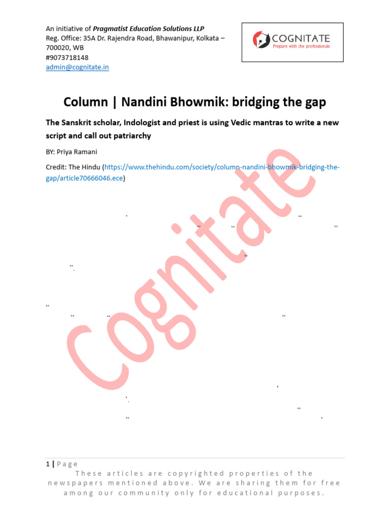 5-3-2026column Nandini Bhowmik Bridging The Gap | PDF