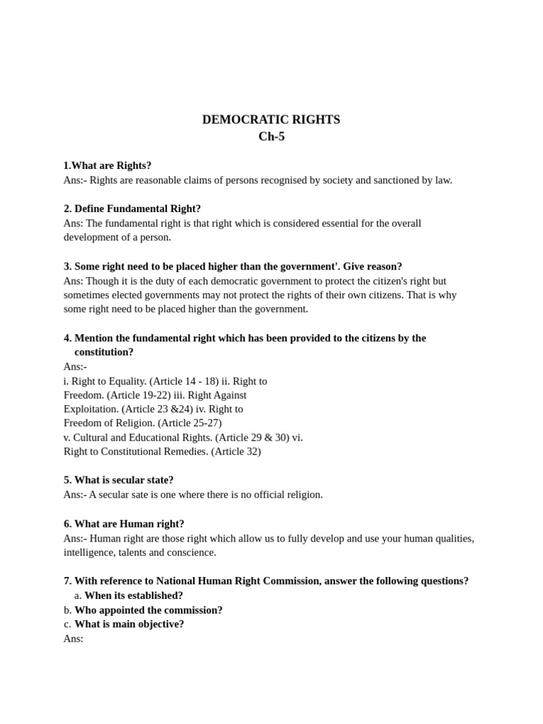 IX Ch5 Democratic Rights | PDF | Justice | Crime & Violence